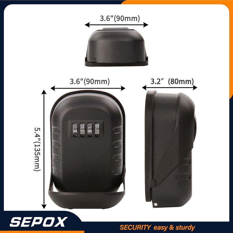 SEPOX ® Metal Key Lock Box with code 4-Digit Combination, X-Large Space, 6-10 Keys Capacity, Anti-Dust Cover & Wall Mount Storage for Home, Office, Outdoor, Weather-Resistant Cover, Easy Installation - Image 2